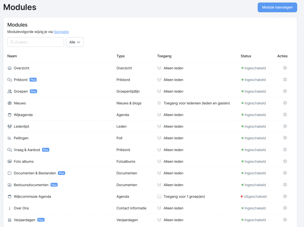 app module overzicht